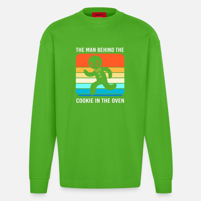 Werdender Papa werdende Väter - Heavyweight Oversized Organic Langarmshirt Made in EU - Apple Neon