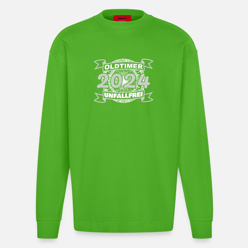 Oldtimer 2024 - Heavyweight Oversized Organic Langarmshirt Made in EU - Apple Neon