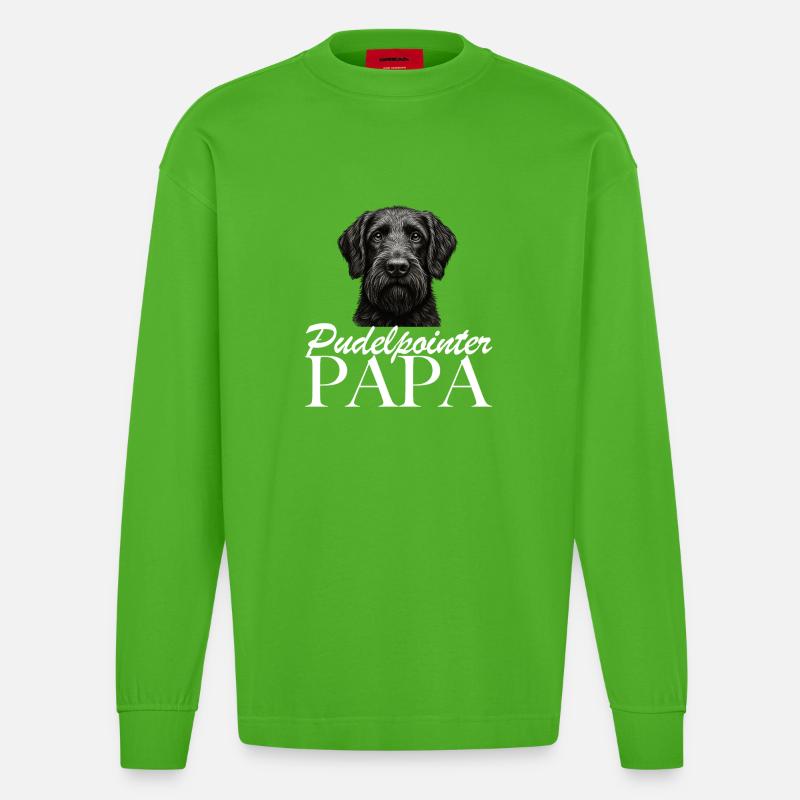 Pudelpointer Papa - Heavyweight Oversized Organic Langarmshirt Made in EU - Apple Neon