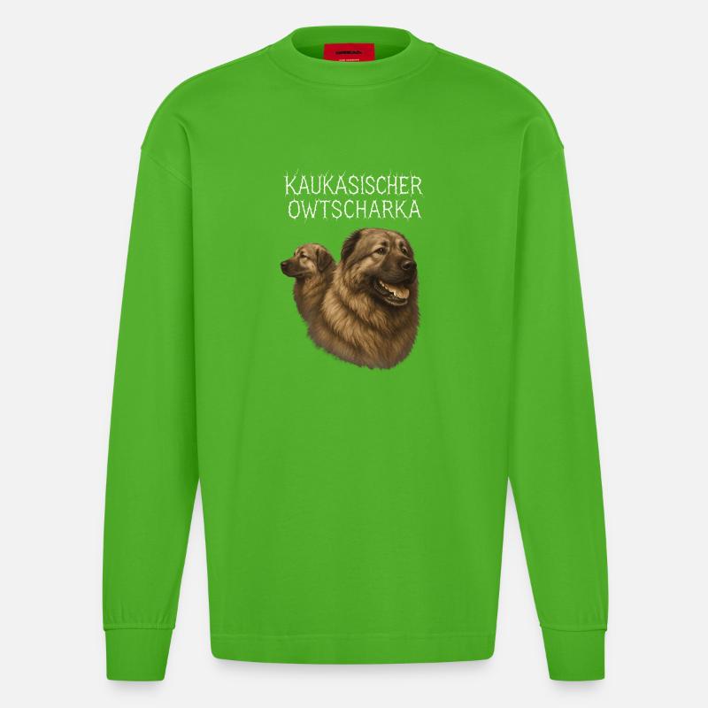 Kaukasischer Owtscharka - Heavyweight Oversized Organic Langarmshirt Made in EU - Apple Neon