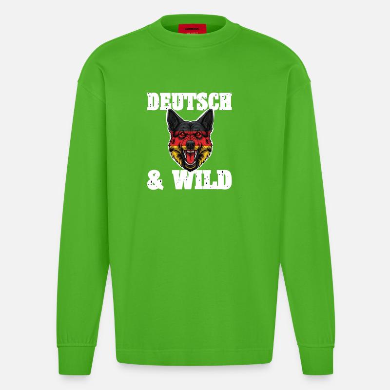 Wilder Schäferhund - Heavyweight Oversized Organic Langarmshirt Made in EU - Apple Neon