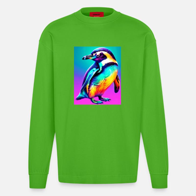 Pinguin - Heavyweight Oversized Organic Langarmshirt Made in EU - Apple Neon
