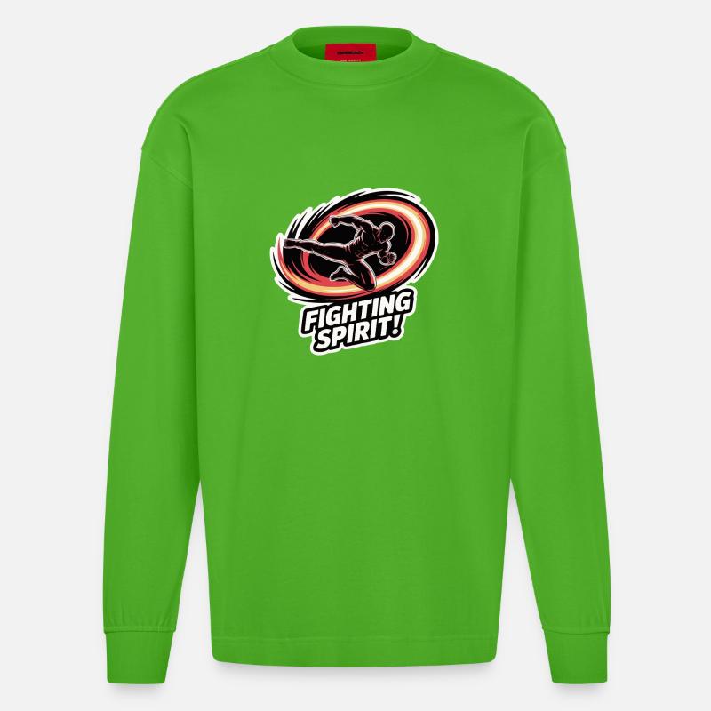Ausbruch des Kampfgeistes - Heavyweight Oversized Organic Langarmshirt Made in EU - Apple Neon