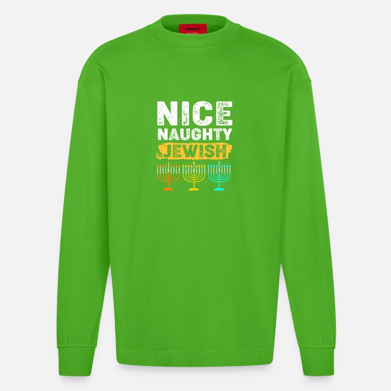 Hanoukka Hanoukka Hanoukka - Manches longues bio épais oversize fabriqué en UE - Apple Neon