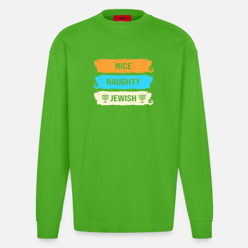 Hanoukka Hanoukka Hanoucca - Manches longues bio épais oversize fabriqué en UE - Apple Neon