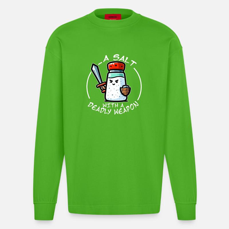 Bewaffneter Ritter Salz - Heavyweight Oversized Organic Langarmshirt Made in EU - Apple Neon