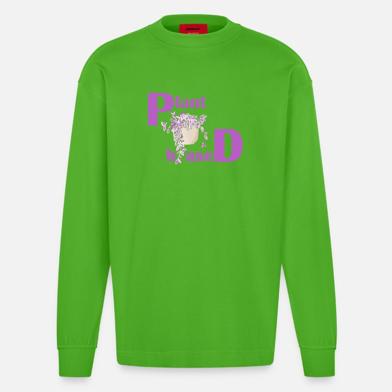 Plant Based – Pinkes Design Topfpflanze - Heavyweight Oversized Organic Langarmshirt Made in EU - Apple Neon