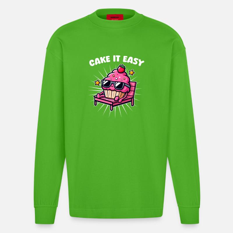 Cupcake Chill Cake Es ist einfach - Heavyweight Oversized Organic Langarmshirt Made in EU - Apple Neon