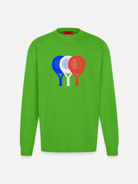 Padel-Frankreich2 - Heavyweight Oversized Organic Langarmshirt Made in EU - Apple Neon