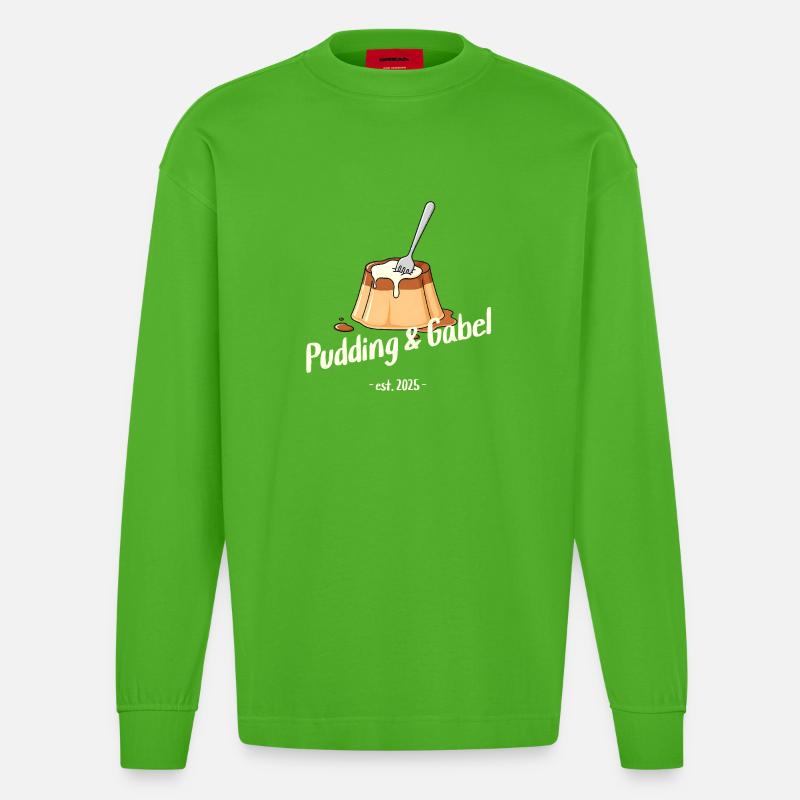 Pudding und Gabel - Est. 2025 - Heavyweight Oversized Organic Langarmshirt Made in EU - Apple Neon
