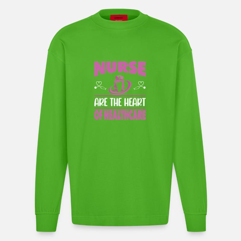 Drôle d’infirmière Cadeaux Tenues d’allaitement - Manches longues bio épais oversize fabriqué en UE - Apple Neon