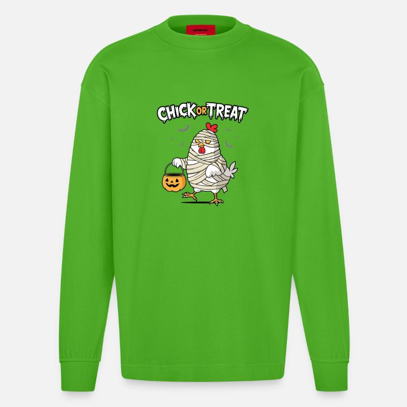 Küken oder Leckerli - Heavyweight Oversized Organic Langarmshirt Made in EU - Apple Neon