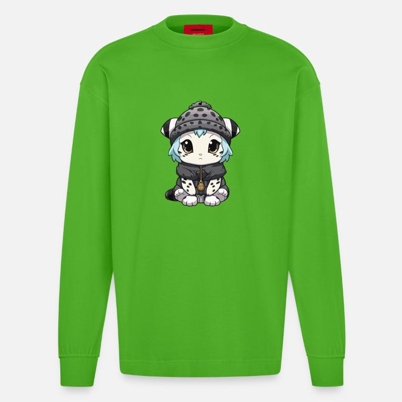 Bébé léopard des neiges léopard d’hiver - Manches longues bio épais oversize fabriqué en UE - Apple Neon