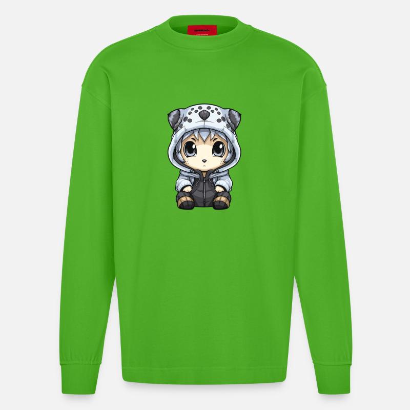 Bébé léopard des neiges léopard d’hiver - Manches longues bio épais oversize fabriqué en UE - Apple Neon