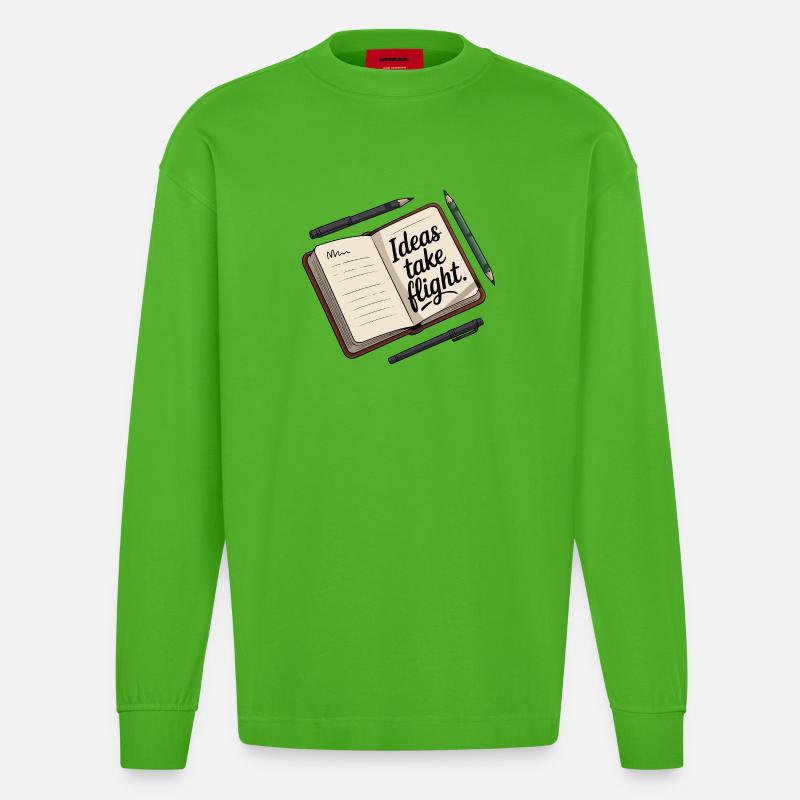 Ideen Take Flight Notizbuch Kunst - Heavyweight Oversized Organic Langarmshirt Made in EU - Apple Neon