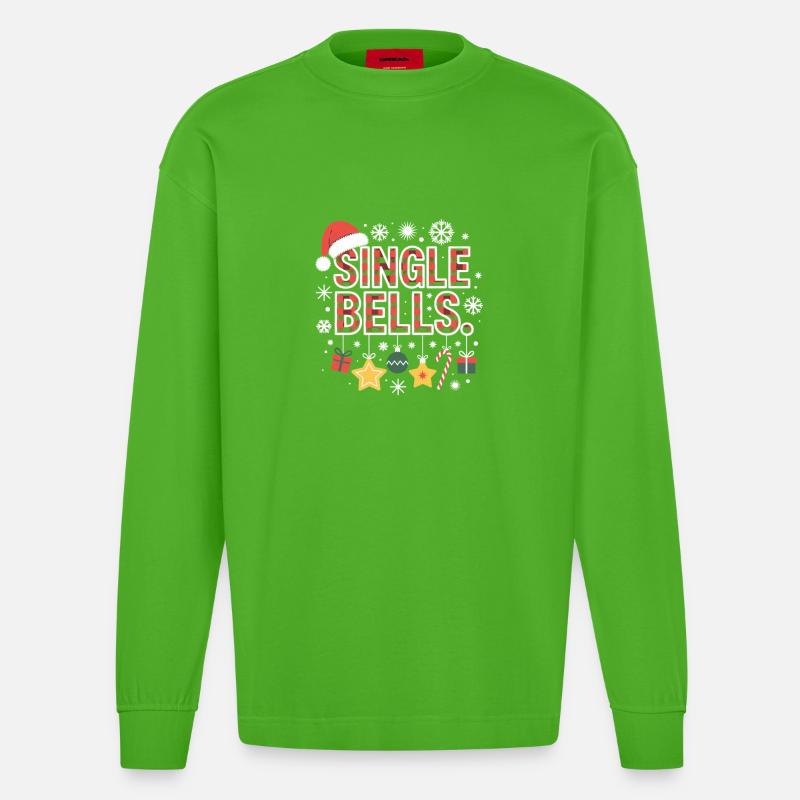 Single Bells Ugly Christmas - Heavyweight Oversized Organic Langarmshirt Made in EU - Apple Neon