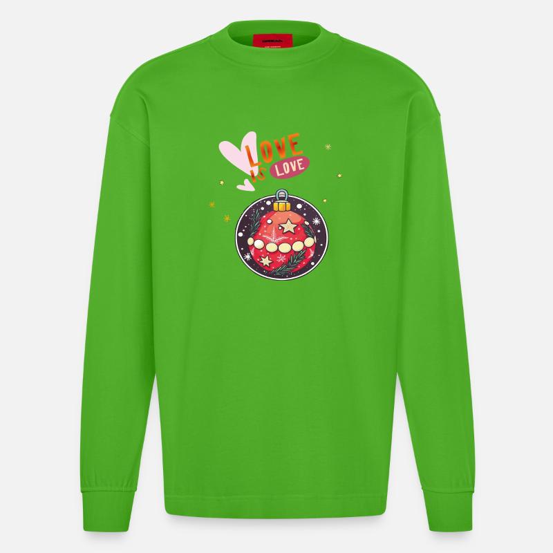 Weihnachtskugel - Heavyweight Oversized Organic Langarmshirt Made in EU - Apple Neon