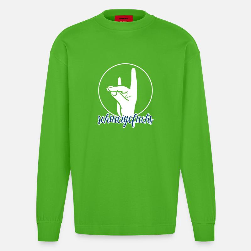 Schweigefuchs Lehrer Grundschule Kindergarten - Heavyweight Oversized Organic Langarmshirt Made in EU - Apple Neon