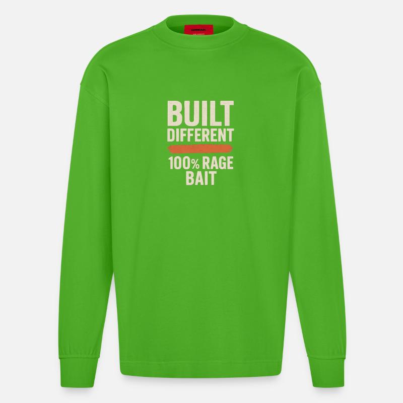Gebaut Anders 100% Wutköder, lustiges Meme - Heavyweight Oversized Organic Langarmshirt Made in EU - Apple Neon