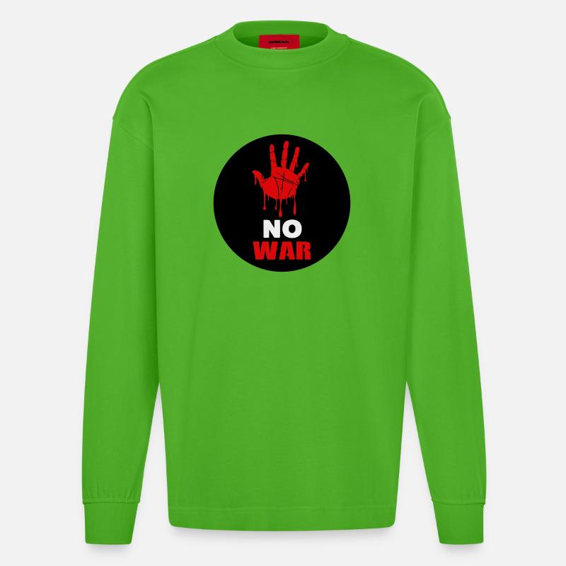 No War - Manches longues bio épais oversize fabriqué en UE - Apple Neon