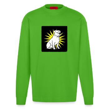 Cool Dog in Punk Rock & Pop Art Style - Heavyweight Oversized Organic Longsleeve Shirt Made in EU - Apple Neon - Front