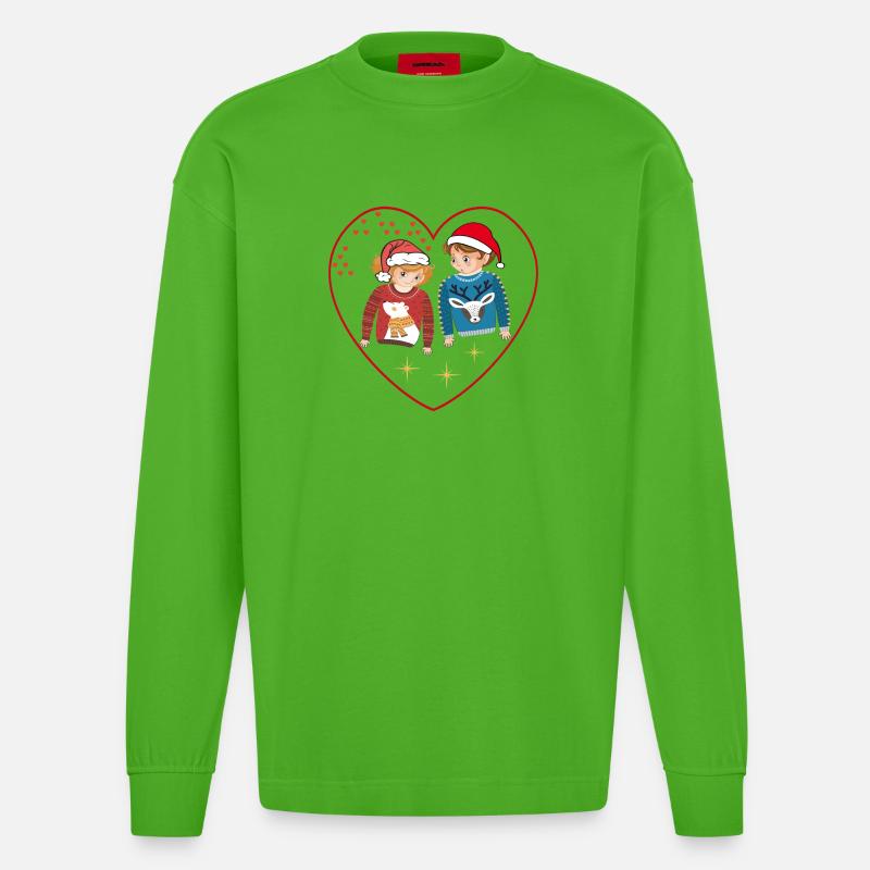 Weihnachtskinder  - Heavyweight Oversized Organic Langarmshirt Made in EU - Apple Neon