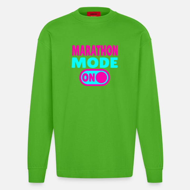 Mode marathon activé – Courir avec passion - Manches longues bio épais oversize fabriqué en UE - Apple Neon