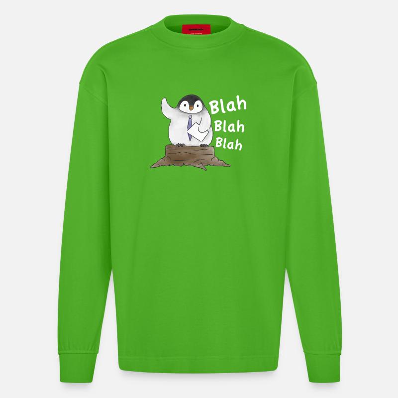 Pinguin-Rede Penguin Speech  - Heavyweight Oversized Organic Langarmshirt Made in EU - Apple Neon