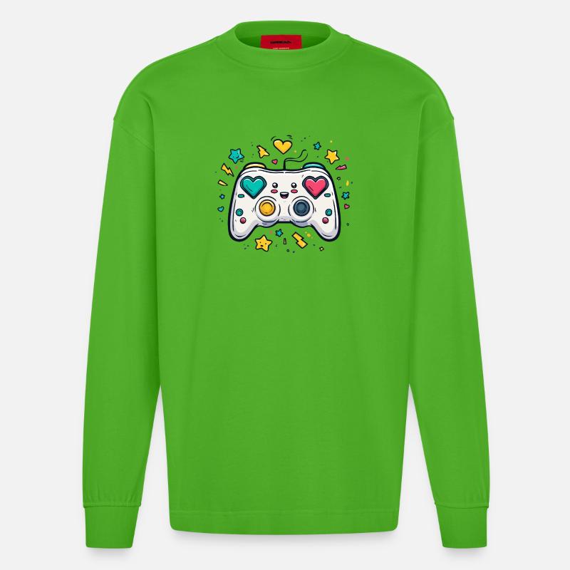 Conception de jeu Heart Controller Neon - Manches longues bio épais oversize fabriqué en UE - Apple Neon