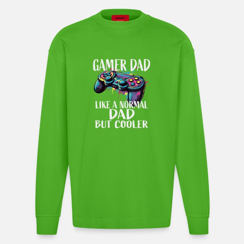 Gamer Dad Cooler Controller Splash - Heavyweight Oversized Organic Langarmshirt Made in EU - Apple Neon
