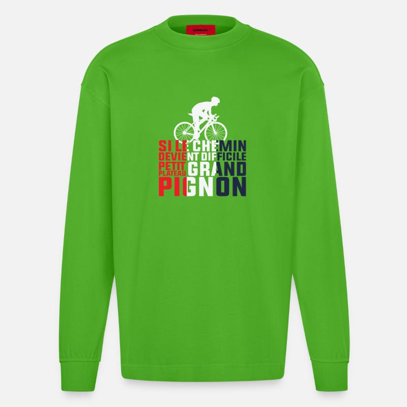 Wenn der Weg schwierig wird – Radfahrer-Geschenk - Heavyweight Oversized Organic Langarmshirt Made in EU - Apple Neon
