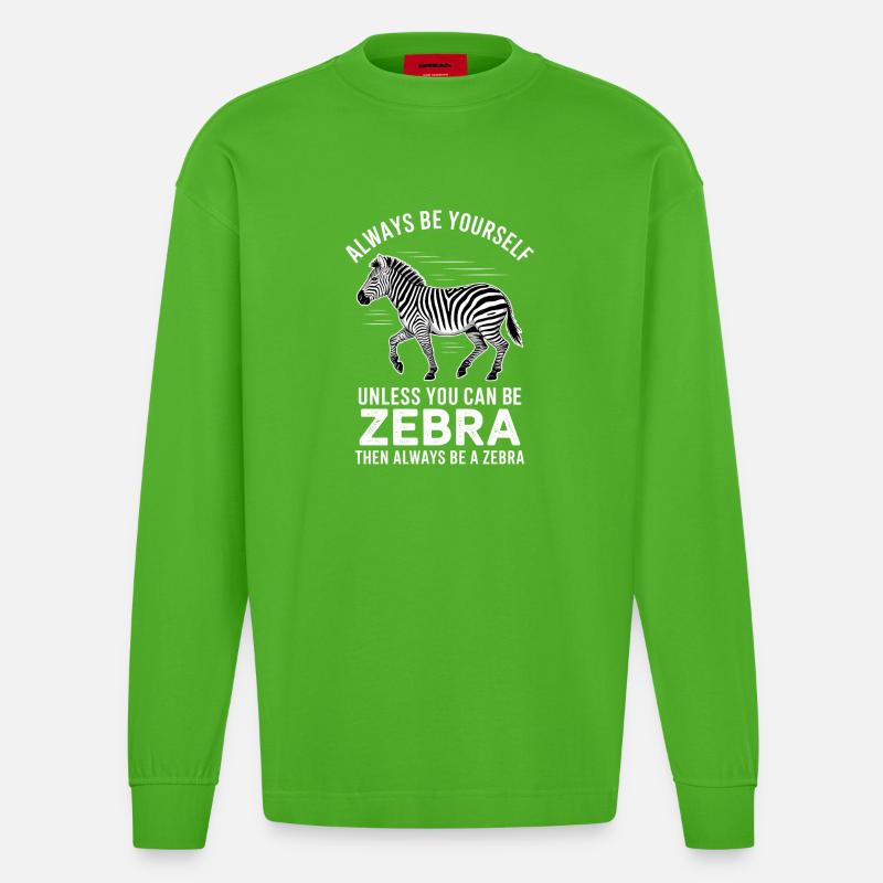 Zebra Spruch Lustiges Zebra Geschenk - Heavyweight Oversized Organic Langarmshirt Made in EU - Apple Neon