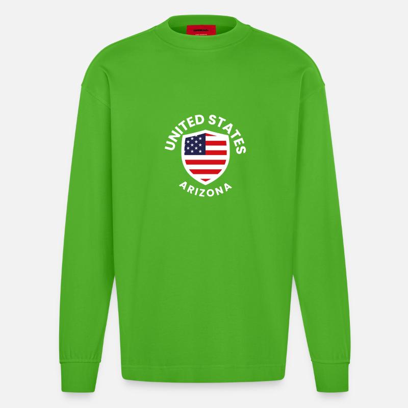 Arizona Shield mit der US-Flagge - Heavyweight Oversized Organic Langarmshirt Made in EU - Apple Neon