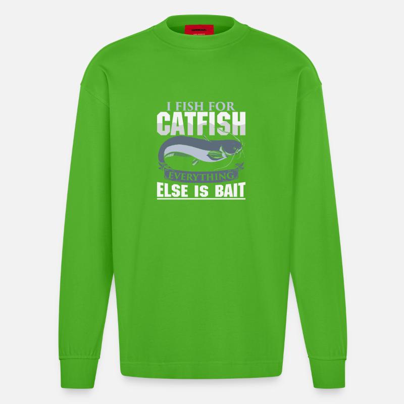 Poisson-chat pêcheur poisson-chat pêchent le poisson-chat - Manches longues bio épais oversize fabriqué en UE - Apple Neon