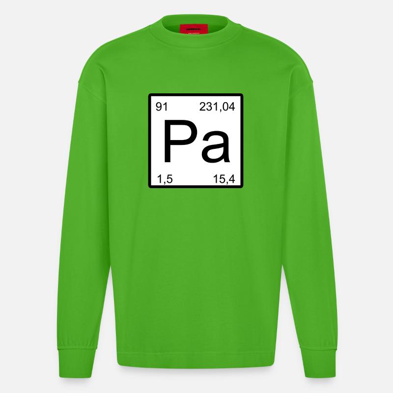 Protactinium Pa Element Typography - Heavyweight Oversized Organic Longsleeve Shirt Made in EU - Apple Neon