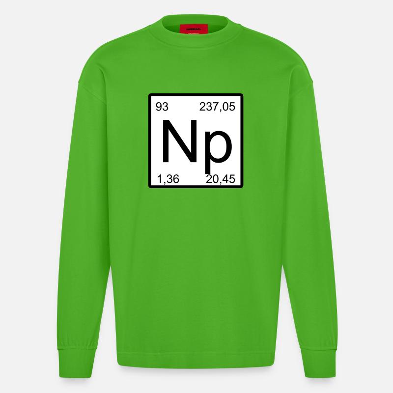 Neptunium Elementar Minimalkunst - Heavyweight Oversized Organic Langarmshirt Made in EU - Apple Neon