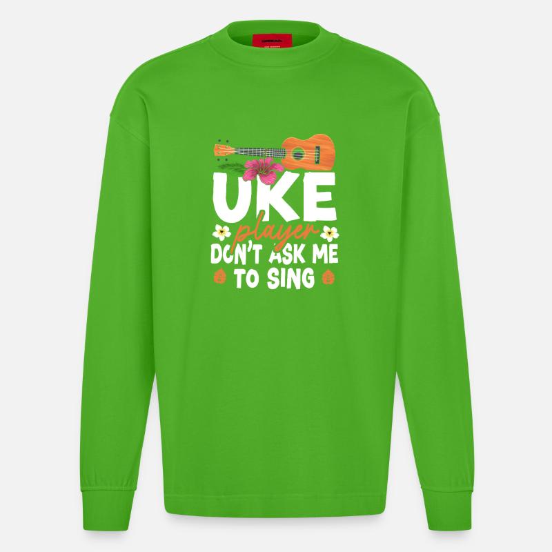 Hawaiian Ukulele Uke Uke Player - Heavyweight Oversized Organic Langarmshirt Made in EU - Apple Neon