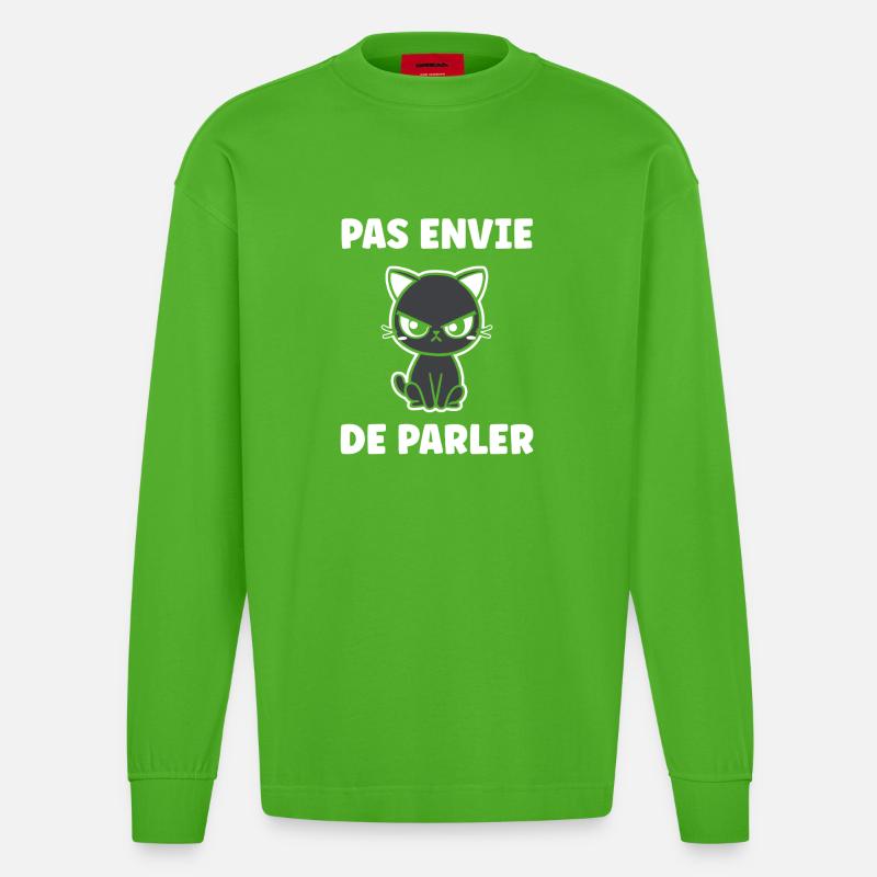 Die grummelige Katze will nicht reden - Heavyweight Oversized Organic Langarmshirt Made in EU - Apple Neon