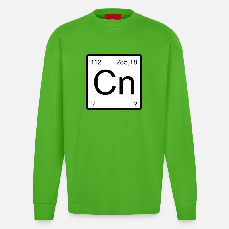 Copernicium Element Block Tee - Heavyweight Oversized Organic Langarmshirt Made in EU - Apple Neon