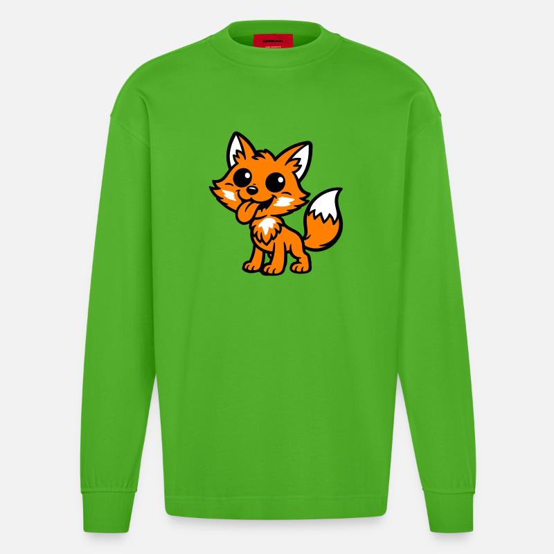 Fuchs Comic - Heavyweight Oversized Organic Langarmshirt Made in EU - Apple Neon