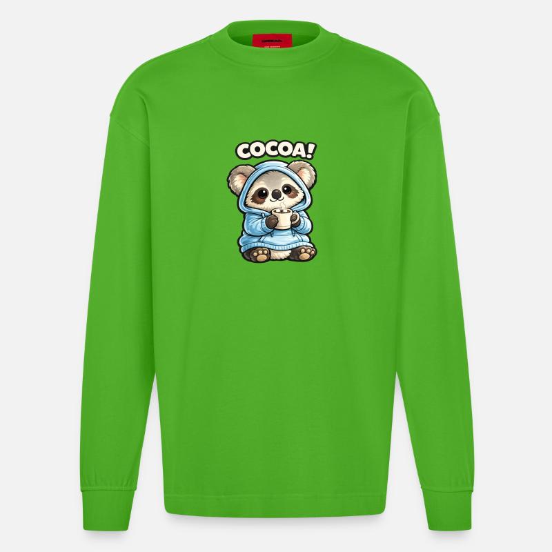 Sweat à capuche Cocoa Panda - Manches longues bio épais oversize fabriqué en UE - Apple Neon