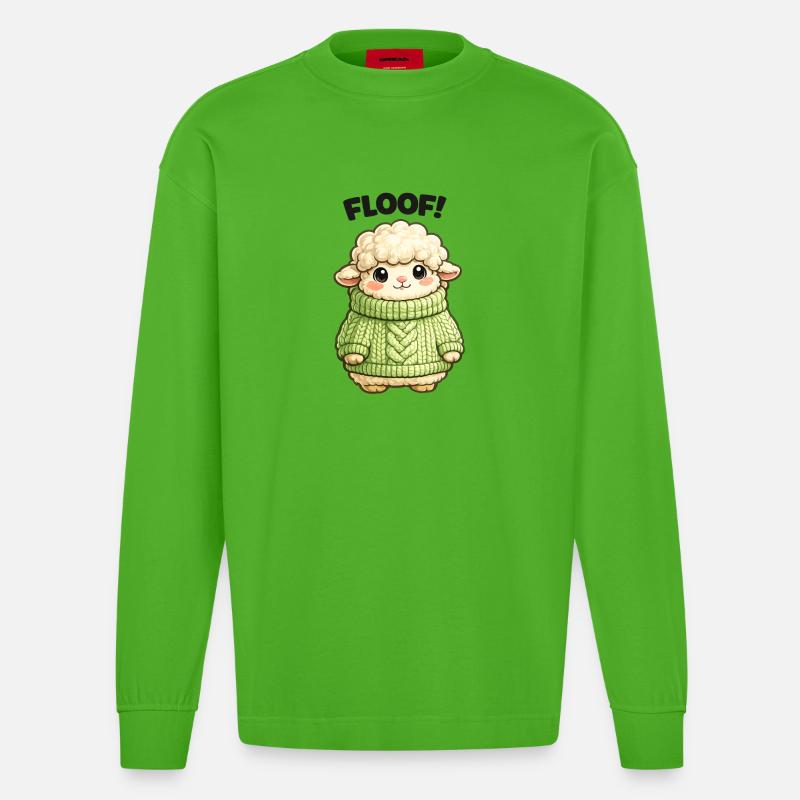 Kuscheliges Schäfchen Pullover Design - Heavyweight Oversized Organic Langarmshirt Made in EU - Apple Neon