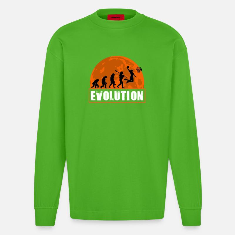 Basketball Evolution Player Dunking Silhouette - Heavyweight Oversized Organic Longsleeve Shirt Made in EU - Apple Neon
