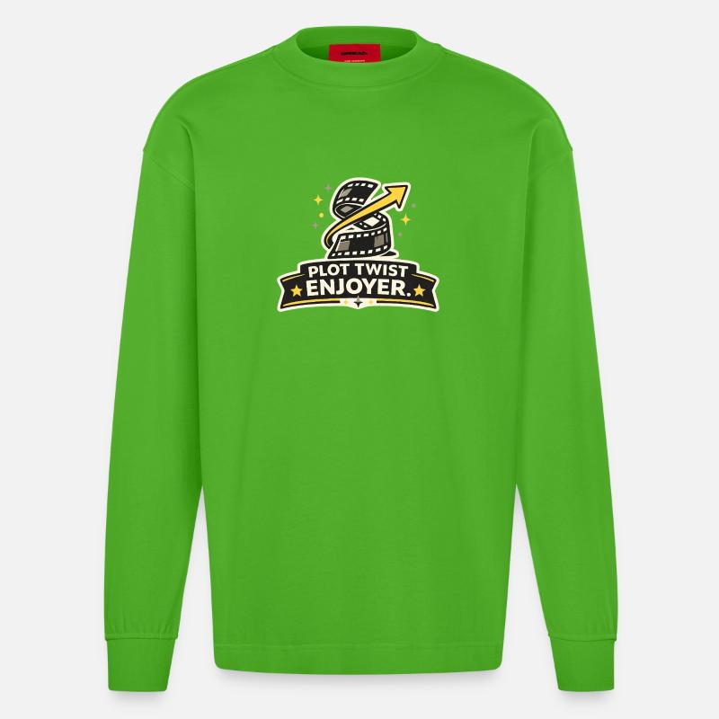 Plot Twist Enjoyer - Heavyweight Oversized Organic Langarmshirt Made in EU - Apple Neon