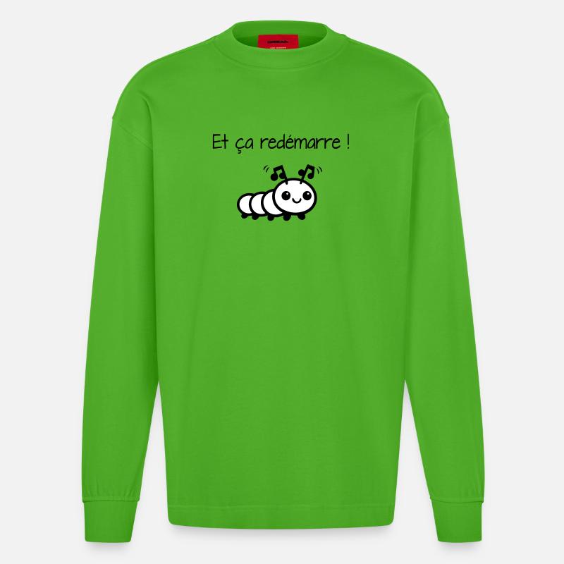 Und es beginnt von vorne! - Heavyweight Oversized Organic Langarmshirt Made in EU - Apple Neon