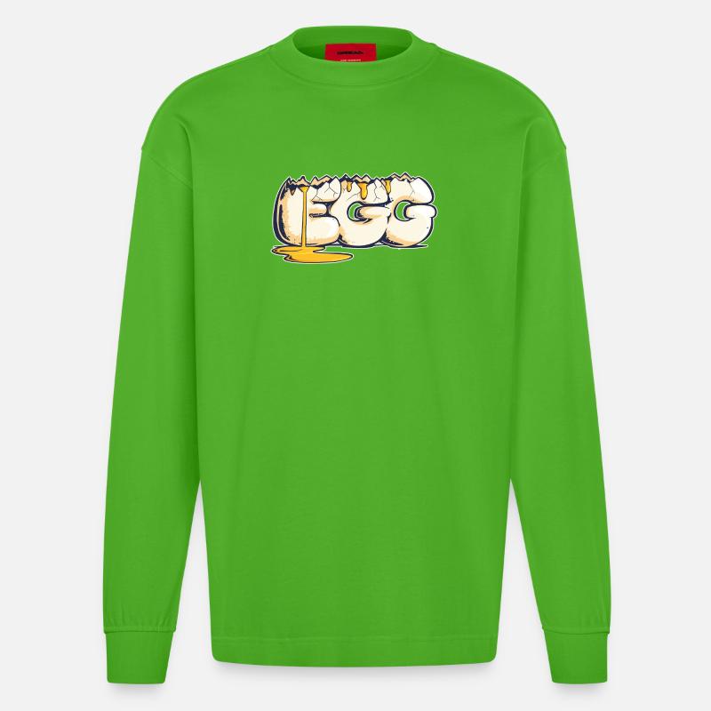 Ei, gezogenes Wort (2) - Heavyweight Oversized Organic Langarmshirt Made in EU - Apple Neon