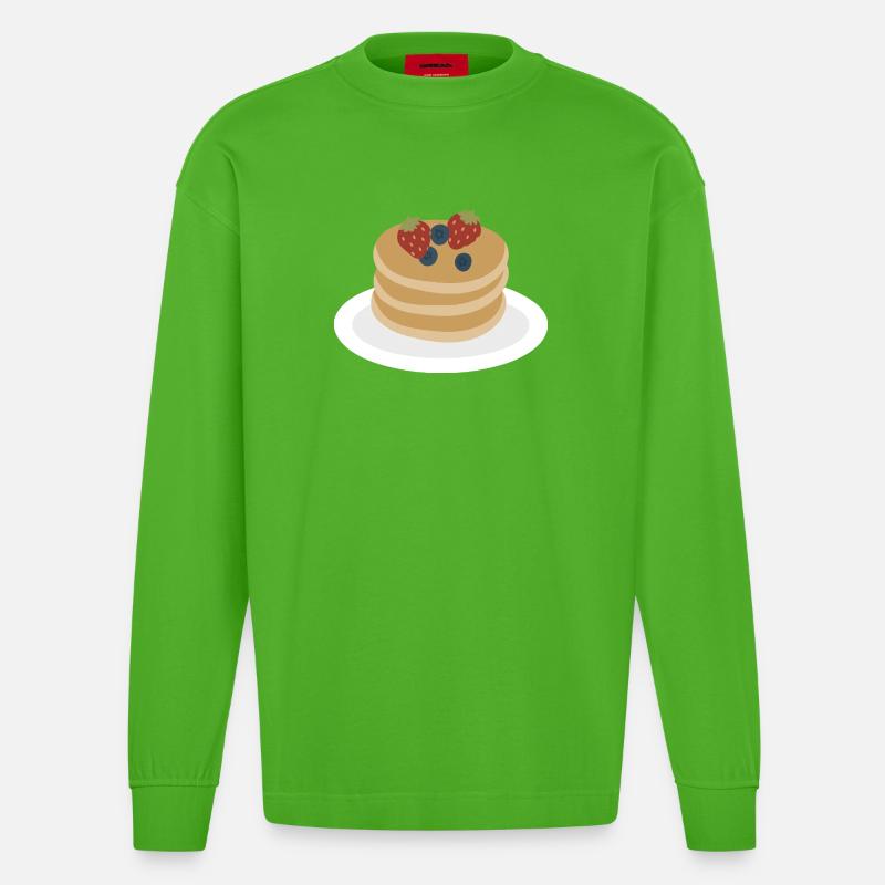 Berry Pancake Stack Artwork - Heavyweight Oversized Organic Longsleeve Shirt Made in EU - Apple Neon