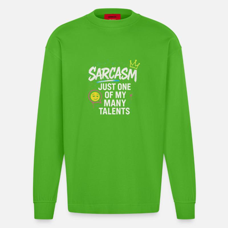 Funny Sarcastic Sarcasm Gift - Heavyweight Oversized Organic Langarmshirt Made in EU - Apple Neon