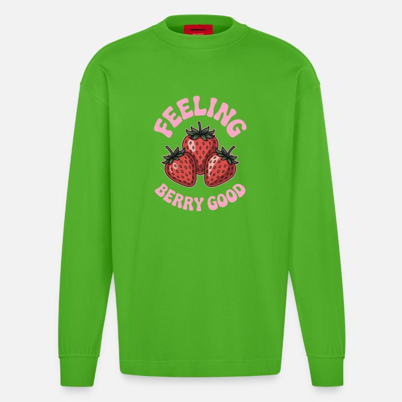 Erdbeeren Sprüche Lustiges Erdbeeren Geschenk - Heavyweight Oversized Organic Langarmshirt Made in EU - Apple Neon