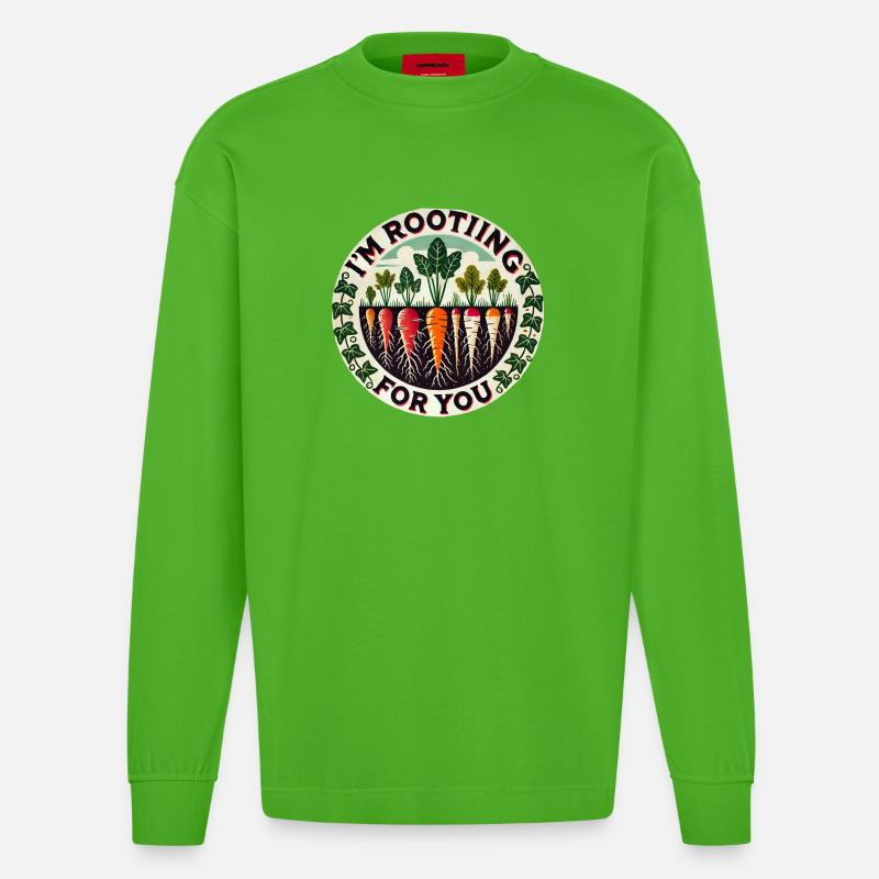 Rootin' Carrot Patch Round - Heavyweight Oversized Organic Longsleeve Shirt Made in EU - Apple Neon